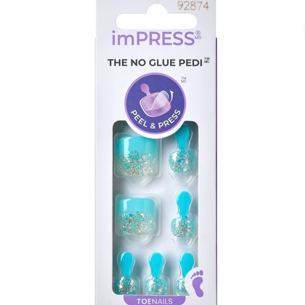 imPRESS No Glue Pedi Toenails - Blue Glitter